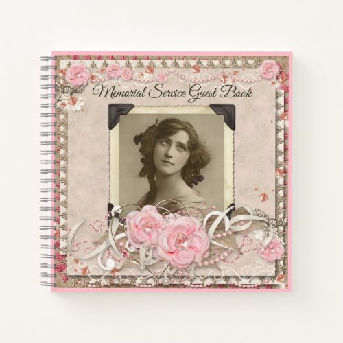 Photo Memorial Service Roses Angel Gems Guest Book
