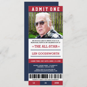 Photo Memorial Service Ticket Invitations
