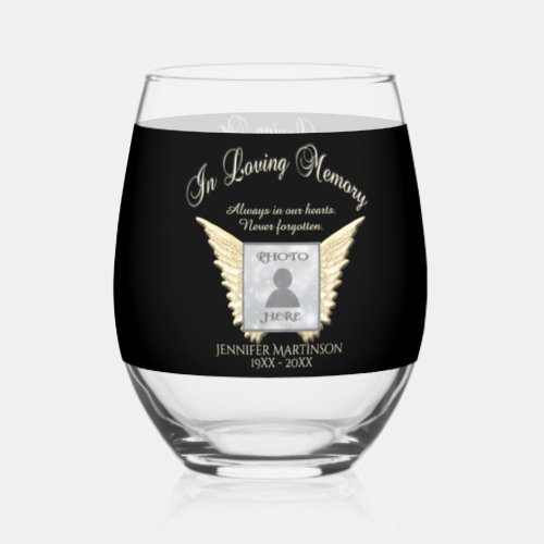 Photo Memorial Stemless Wine Glass
