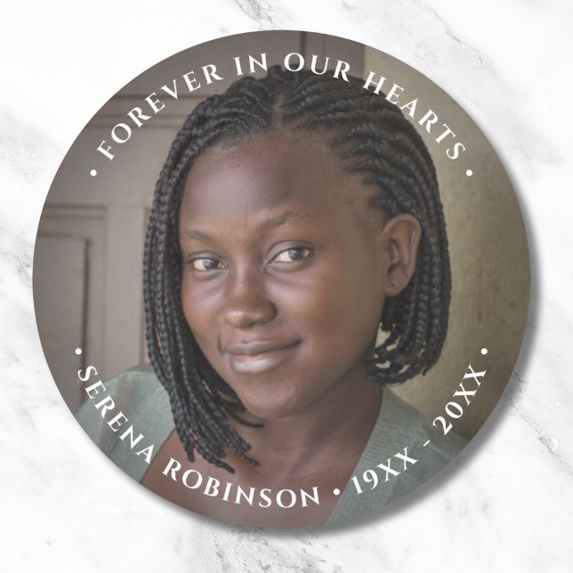Photo Memorial Tribute Classic Round Sticker (Photo Memorial Stickers)