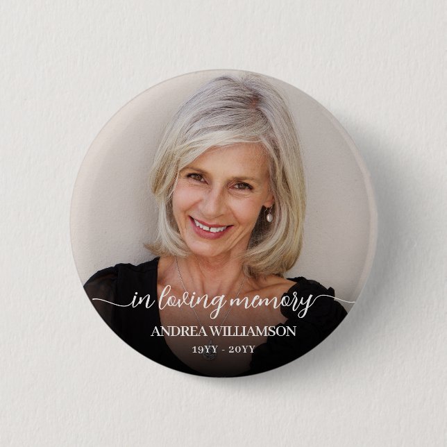 Photo Memorial Tribute In Loving Memory  Button (Front)