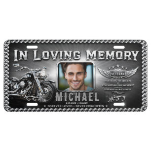 Photo Memorial Veteran Motorcycle License Plate