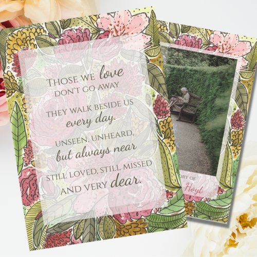 Photo Memorial Watercolor Floral Sympathy Card