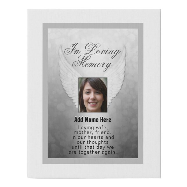 Photo Memorial White Angel Wings Canvas (Front)
