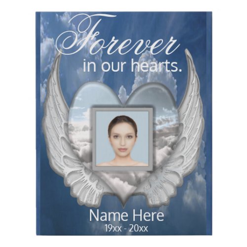 Photo Memorial with Angel Wings and Clouds Canvas