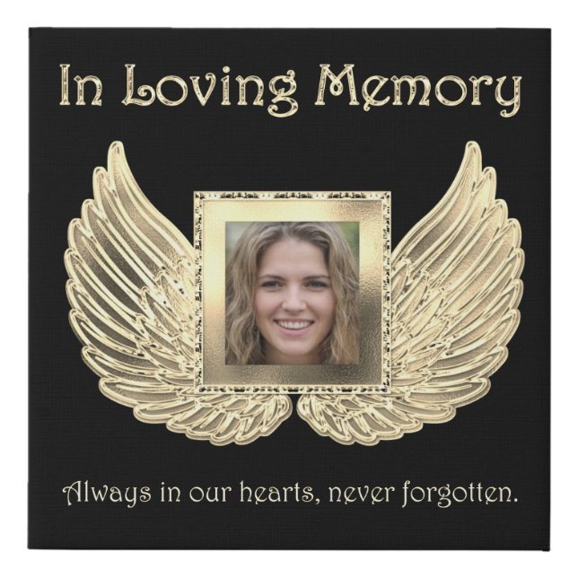 Photo Memorial with Angel Wings Canvas (Front)