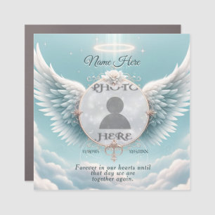 Photo Memorial with Angel Wings & Clouds Car Magnet