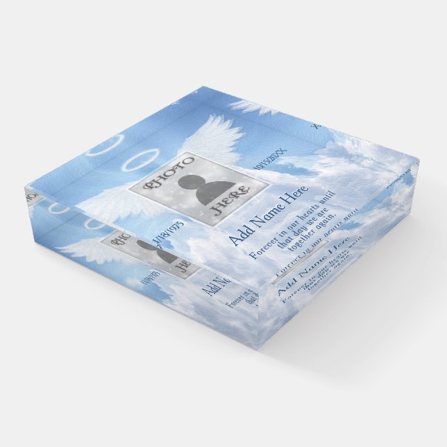 Photo Memorial with Clouds Paperweight (Angled)