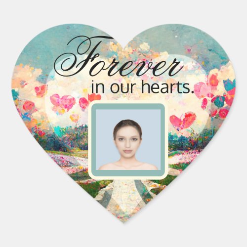 Photo Memorial with Heart and Flowers