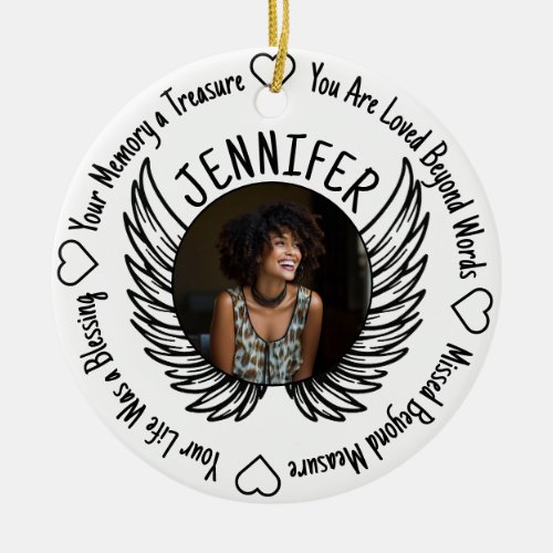 Photo Memorial with Name and Poem Ceramic Ornament