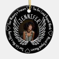 Photo Memorial with Name and Poem Ceramic Ornament