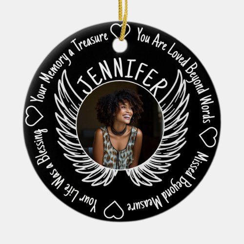 Photo Memorial with Name and Poem Ceramic Ornament