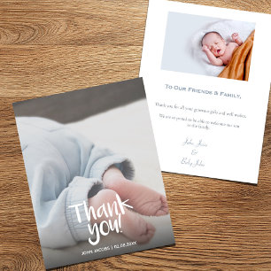Photo memories, boy, baby shower thank you card