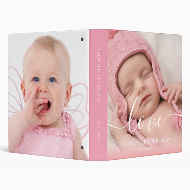 Photo Memory Album First Year Script 3 Ring Binder (Background)