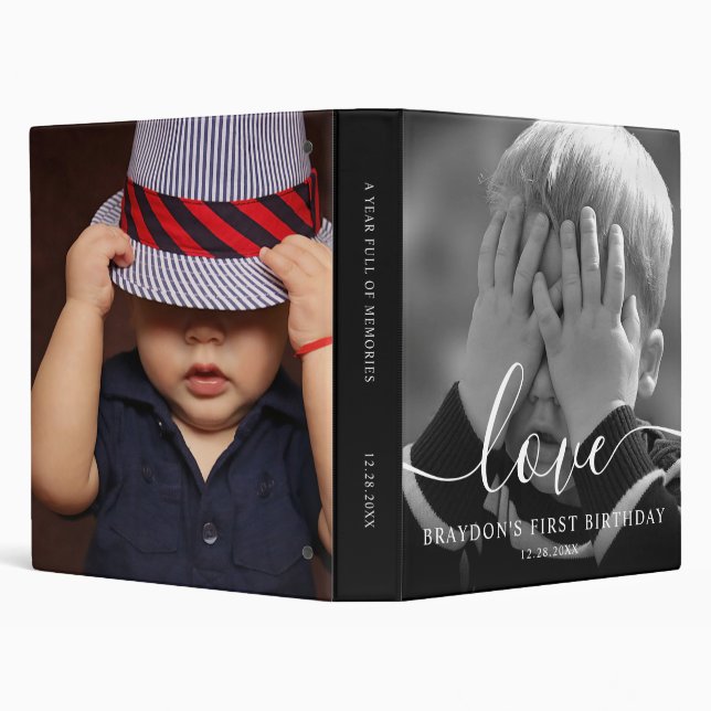 Photo Memory Album First Year Script 3 Ring Binder (Background)