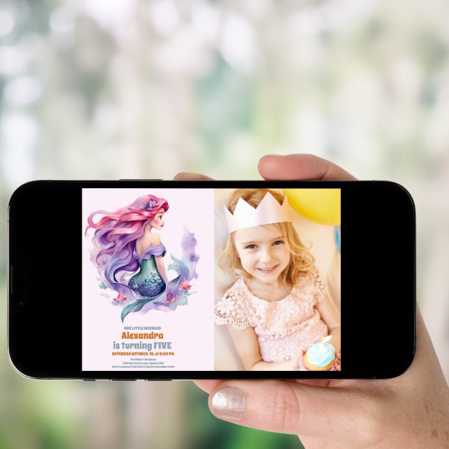 Photo Mermaid Birthday Under The Sea Party Invitation (Front Digital)