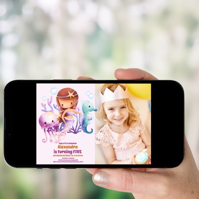 Photo Mermaid Birthday Under The Sea Party Invitation (Front Digital)