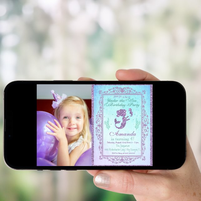 PHOTO Mermaid Pool Party Under the Sea Birthday Invitation (Front Digital)
