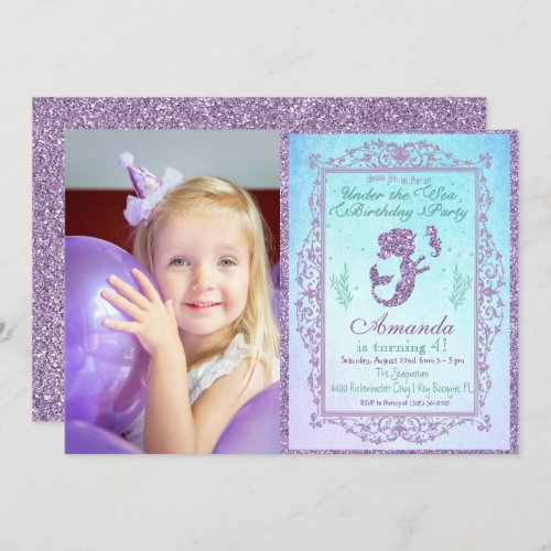 PHOTO Mermaid Pool Party Under the Sea Birthday Invitation