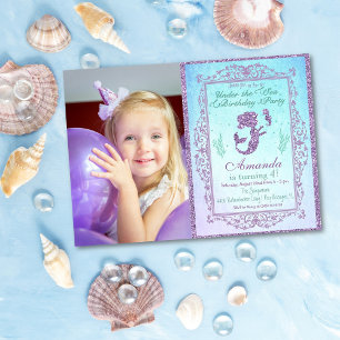PHOTO Mermaid Pool Party Under the Sea Birthday Invitation