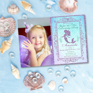 PHOTO - Mermaid Pool Party Under the Sea Birthday Invitation