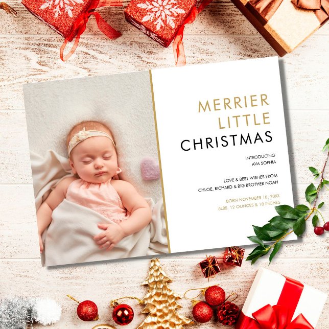 Photo Merrier Little Christmas Birth Announcement (Creator Uploaded)
