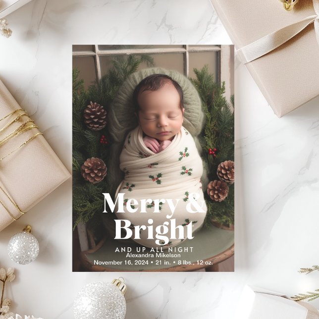 Photo Merry and Bright Birth Announcement (Creator Uploaded)