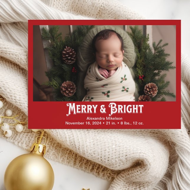 Photo Merry and Bright Birth Announcement (Creator Uploaded)