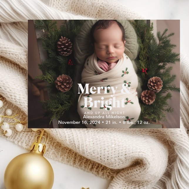 Photo Merry and Bright Birth Announcement (Creator Uploaded)