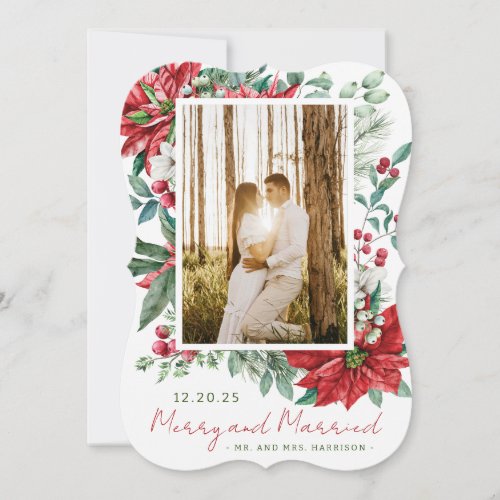 Photo Merry and Married Holiday Christmas Card