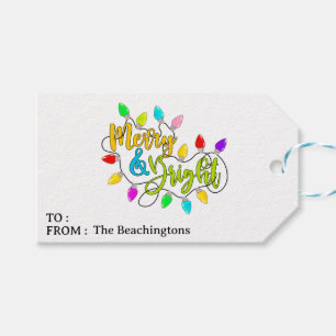 *~* PHOTO Merry Bright AP44 Christmas Gift Tag