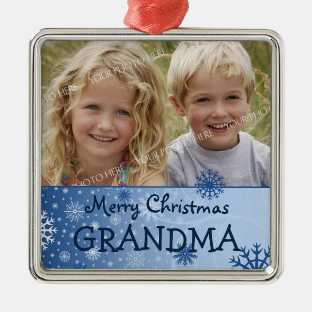 Photo Merry Christmas Grandma Ornament (Front)