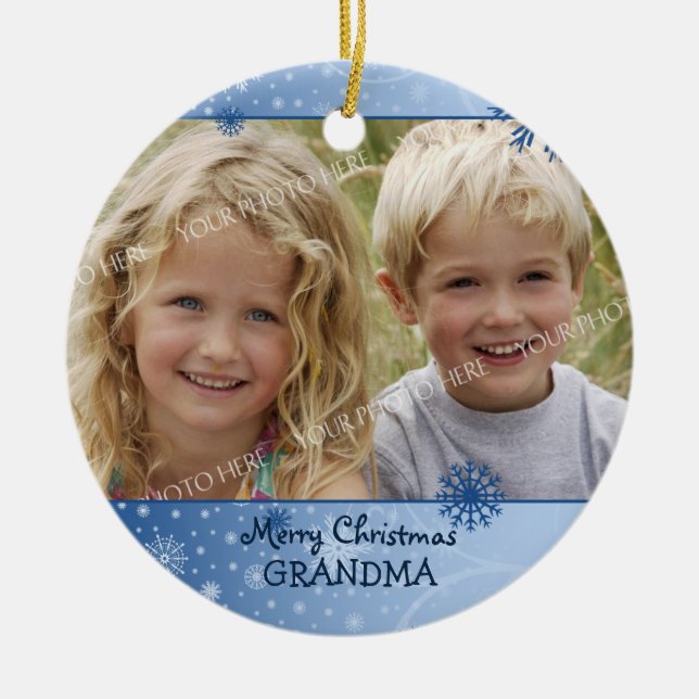 Photo Merry Christmas Grandma Ornament (Front)