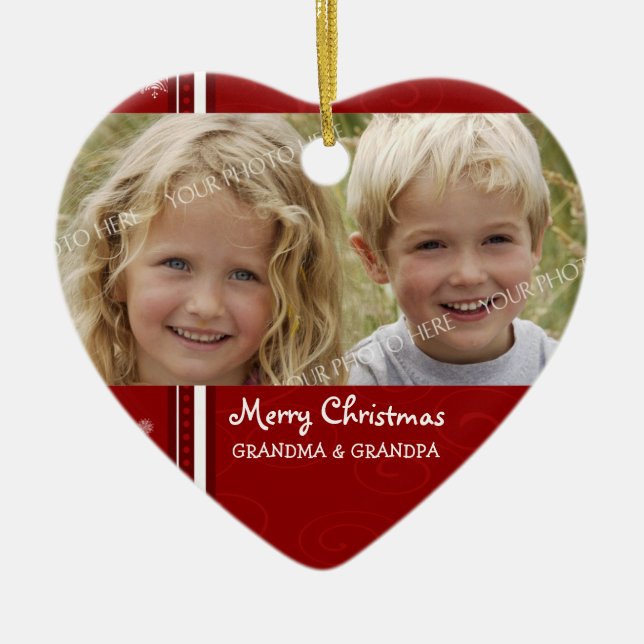 Photo Merry Christmas Grandparents Ornament (Front)