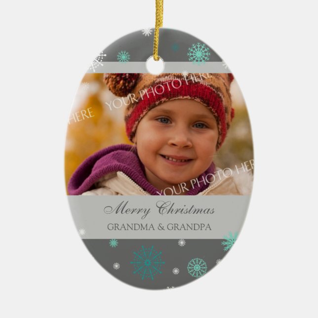 Photo Merry Christmas Grandparents Ornament Grey (Front)
