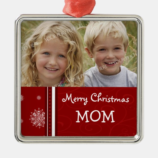 Photo Merry Christmas Mom Ornament (Front)