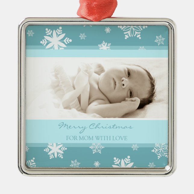 Photo Merry Christmas Mom Ornament (Front)