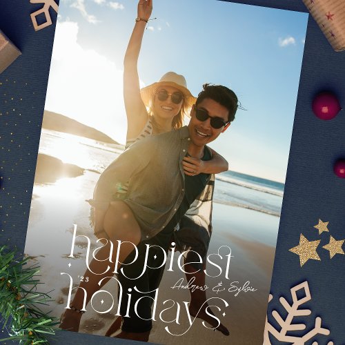 photo merry Christmas script HAPPIEST Holiday Card