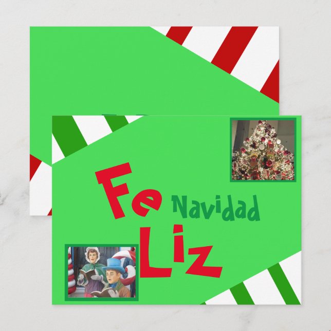 Photo Merry Christmas Spanish Xmas Lettering Holid Postcard (Front/Back)