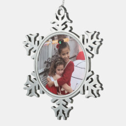 Photo Metal Snowflake Pewter Christmas Ornament