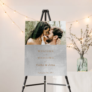 Photo Metallic Silver & Gold Wedding Welcome Sign