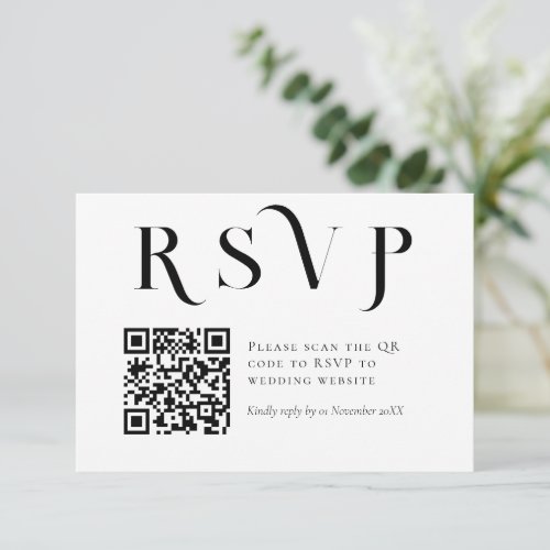 Photo Minimal Black and White Simple Wedding RSVP Card