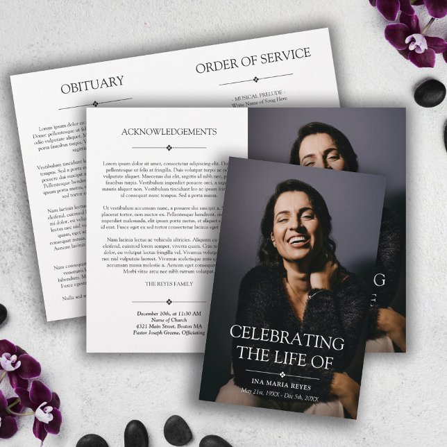 Photo Minimal Celebration of Life Funeral Program (Creator Uploaded)