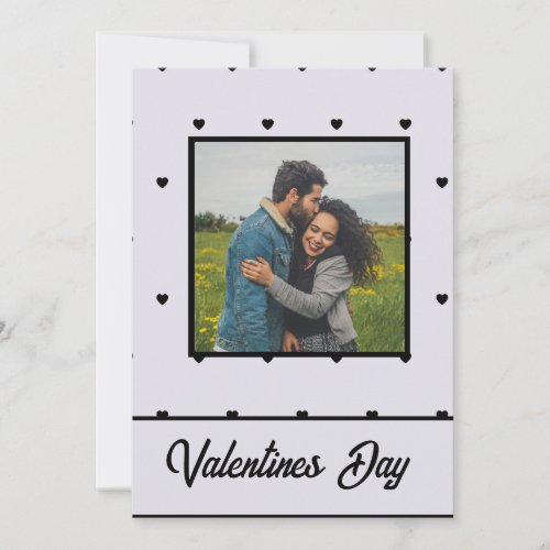 Photo Minimal Cute Heart Pattern Valentines Day  Thank You Card