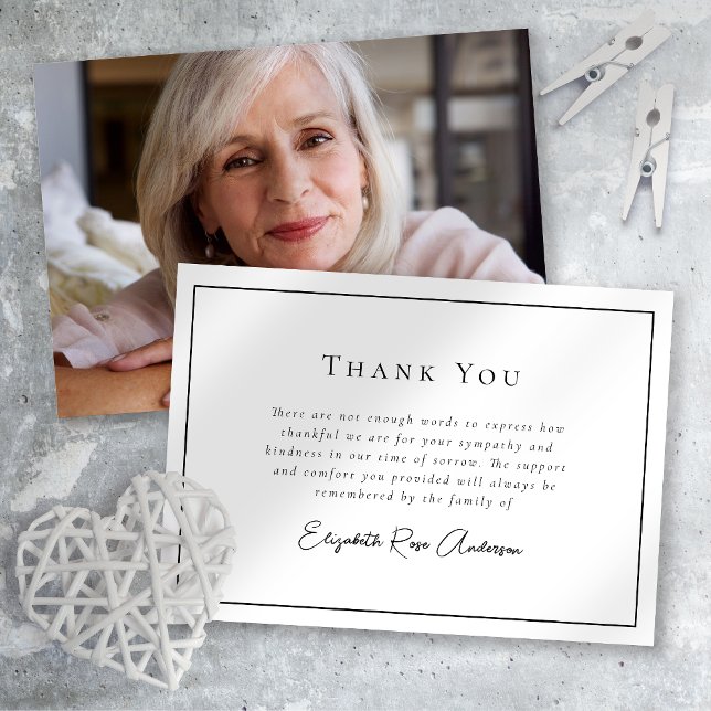 Photo Minimalist Bereavement Funeral  Thank You Card (Creator Uploaded)