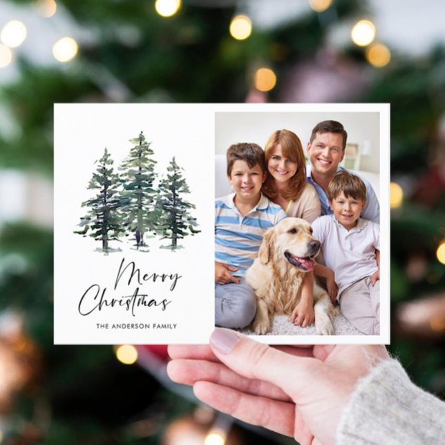 PHOTO Minimalist Christmas Tree Greeting Holiday Card (Creator Uploaded)
