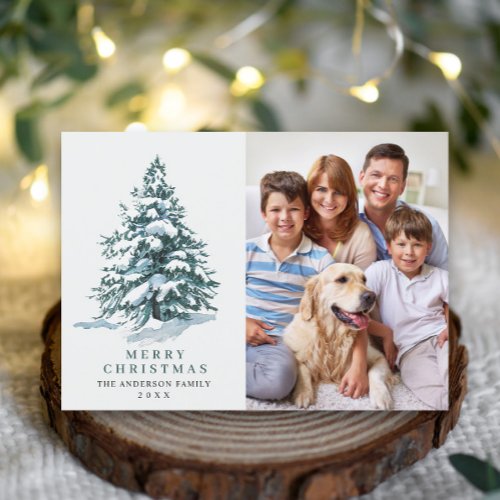 PHOTO Minimalist Christmas Tree Greeting Holiday Card