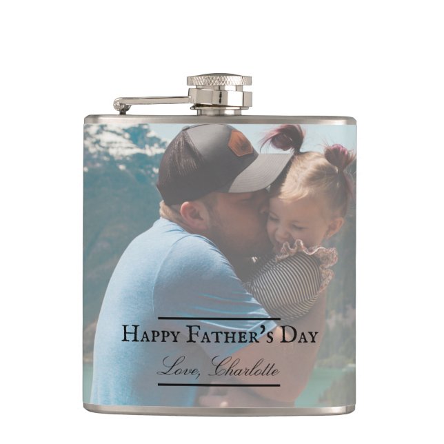 Photo Minimalist Father's Day Flask (Front)