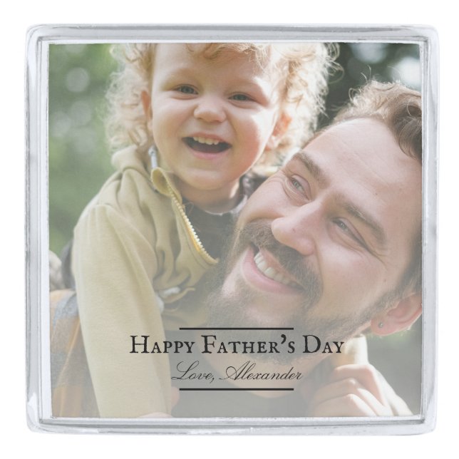Photo Minimalist Father's Day Silver Finish Lapel Pin (Front)