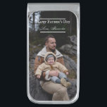 Photo Minimalist Father's Day | White Silver Finish Money Clip<br><div class="desc">Express your love for Dad with a Photo Minimalist Father's Day Money Clip. Money clip design features photo placement for you to add your own picture,  a "Happy Father's Day!" greeting and personalized children's names in elegant typography.  Additional gift items available featuring this design.</div>